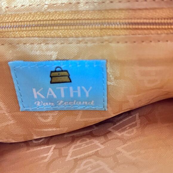 Kathy Van Zeeland Purse Bag Pocketbook Golden Honey Croc Embossed Organizer - Picture 10 of 16